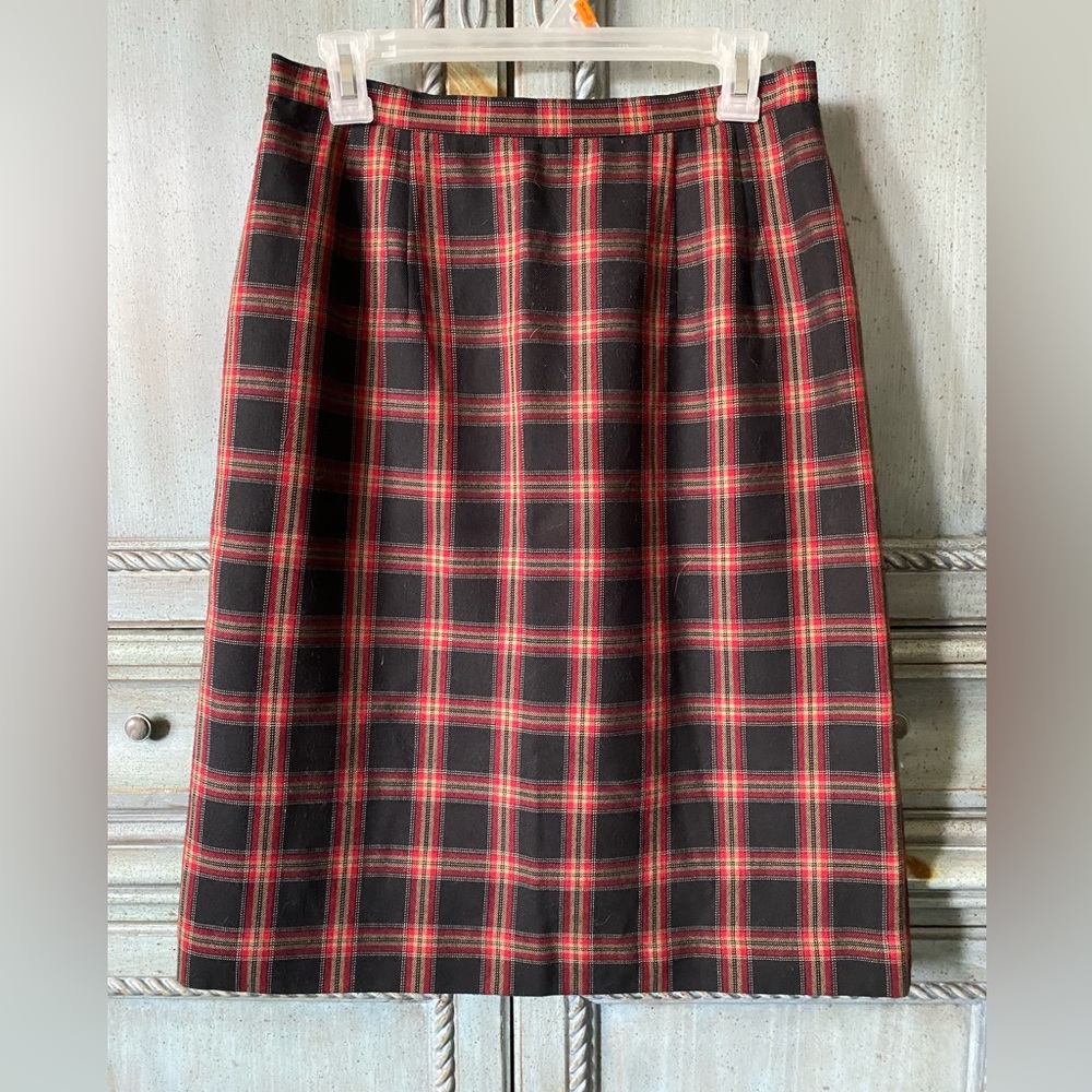 Red and black plaid skirt